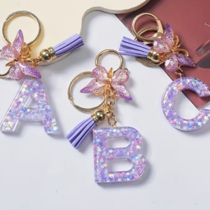 Porte clés papillon violet