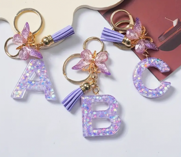 Porte clés papillon violet