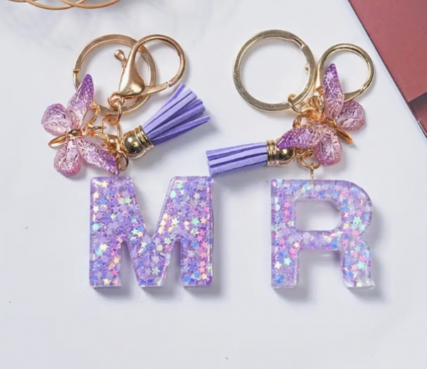 Porte clés papillon violet – Image 2
