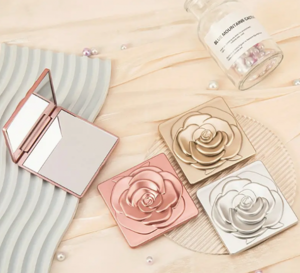 Miroir de poche fleur